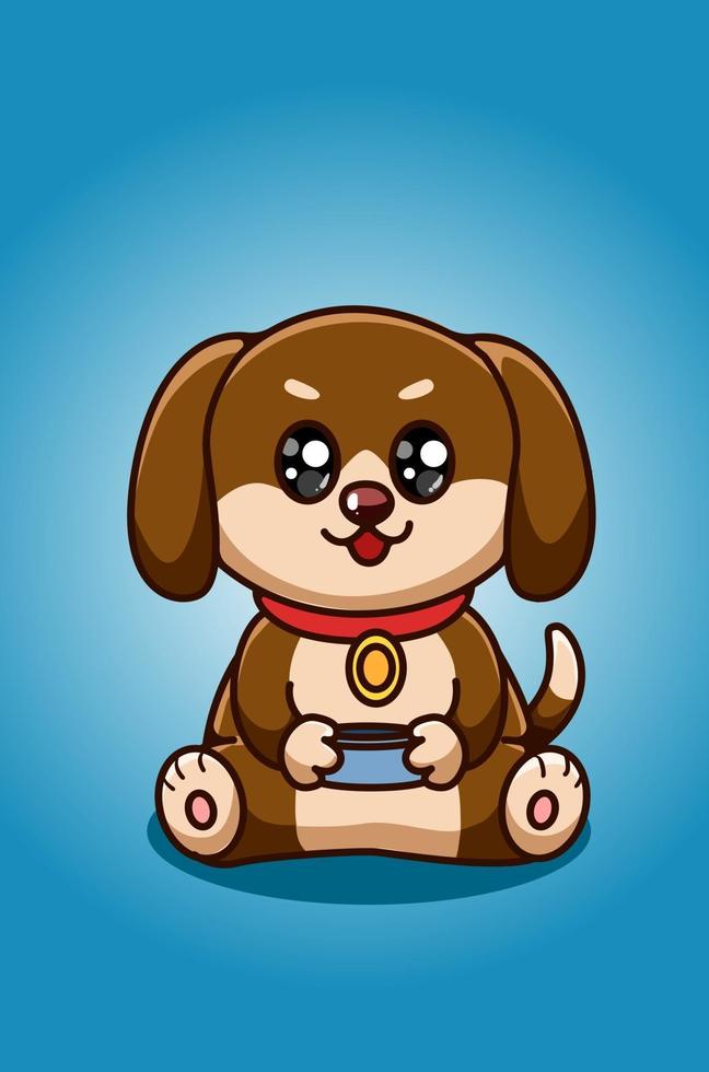 A cute dog asking for food rations illustration vector