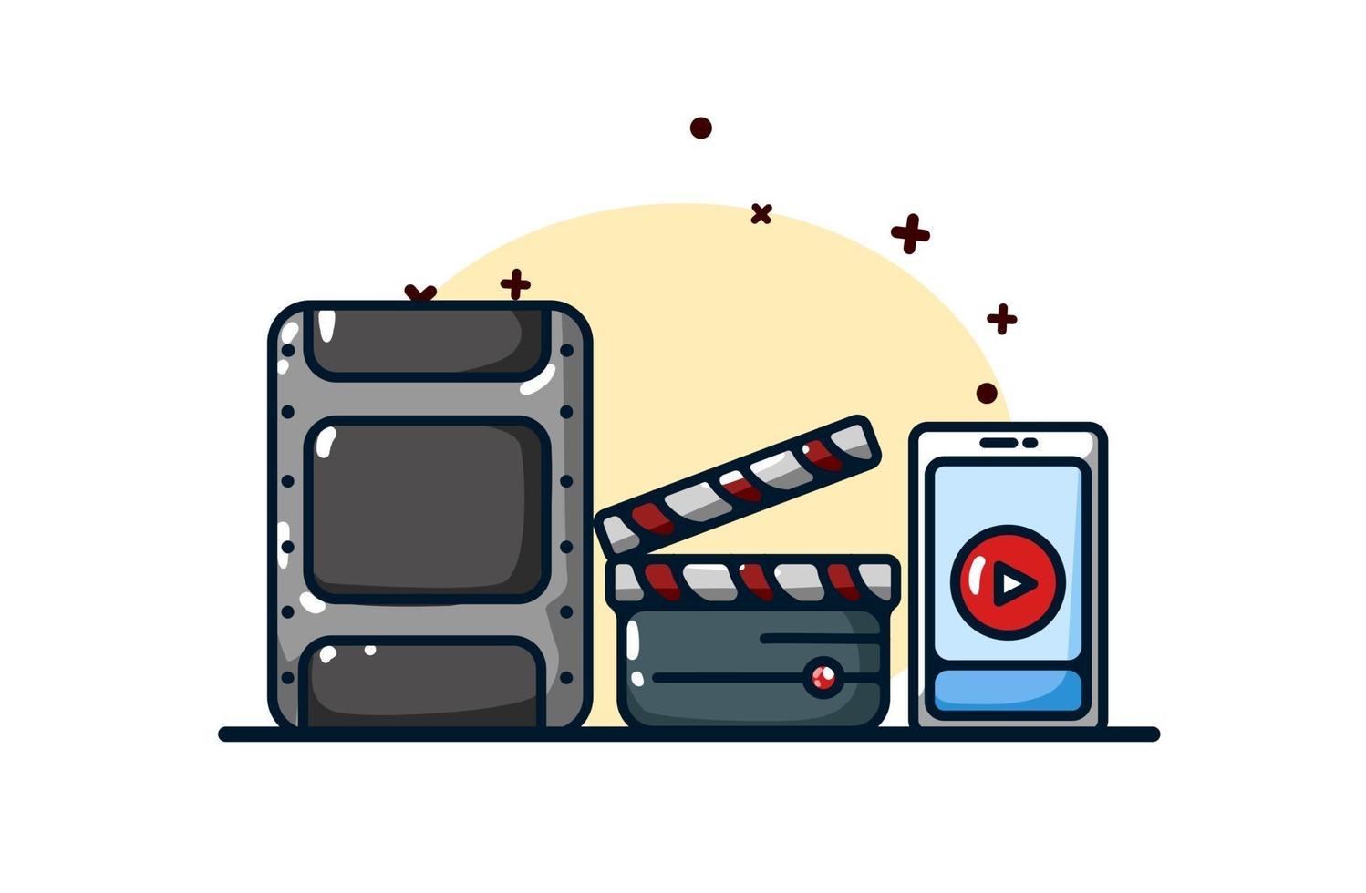 Streaming icon and watching videos illustration vector