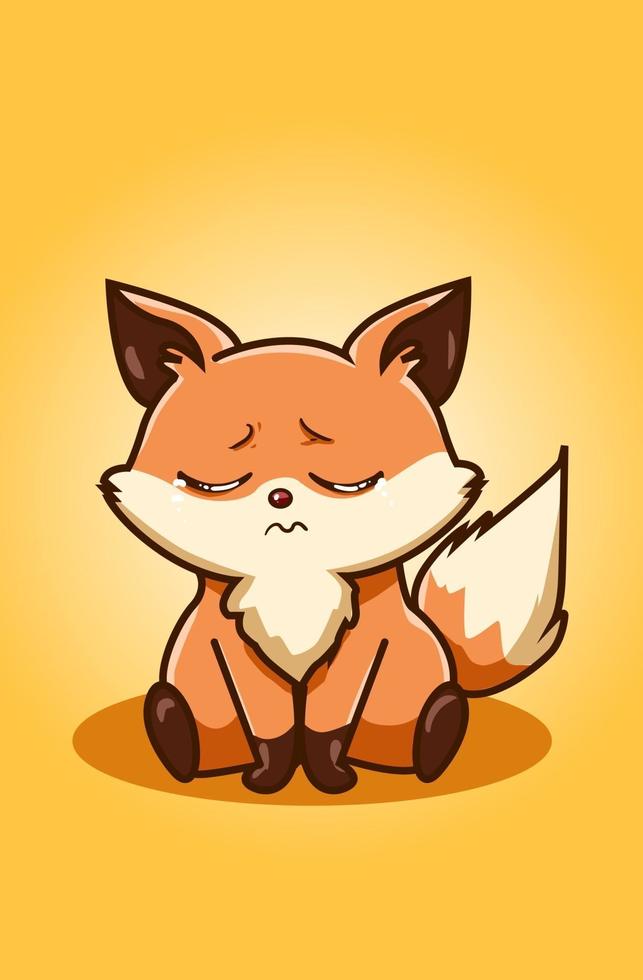 A sad fox illustration hand drawing vector