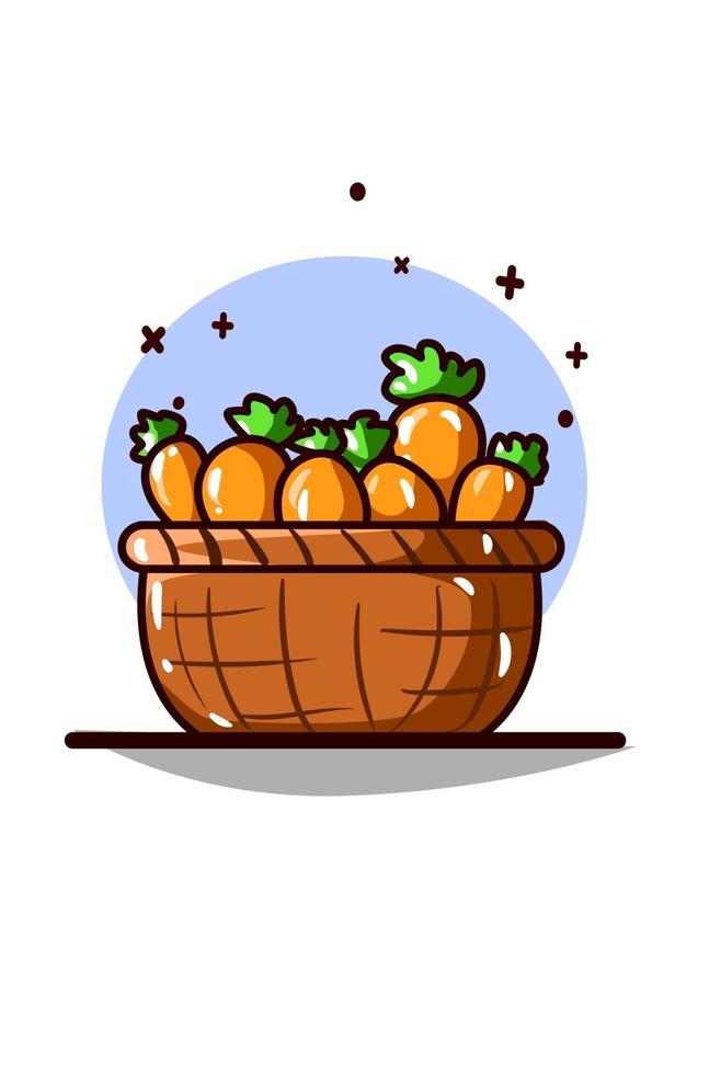 Carrot basket illustration hand drawing vector