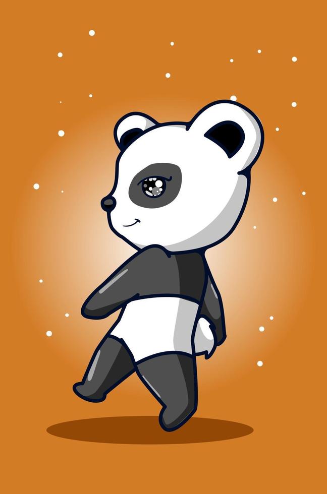 un hermoso y genial dibujo a mano de panda vector