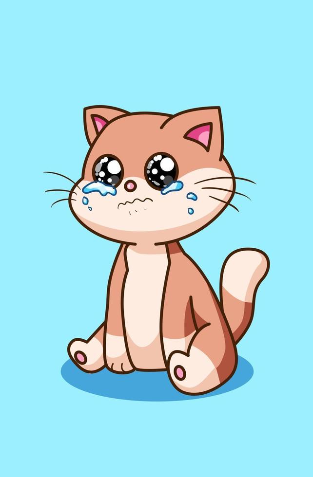Ilustración de vector de animal gato macho llorando