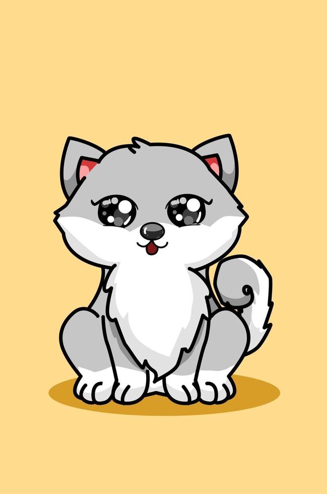 A cute gray husky illustration vector