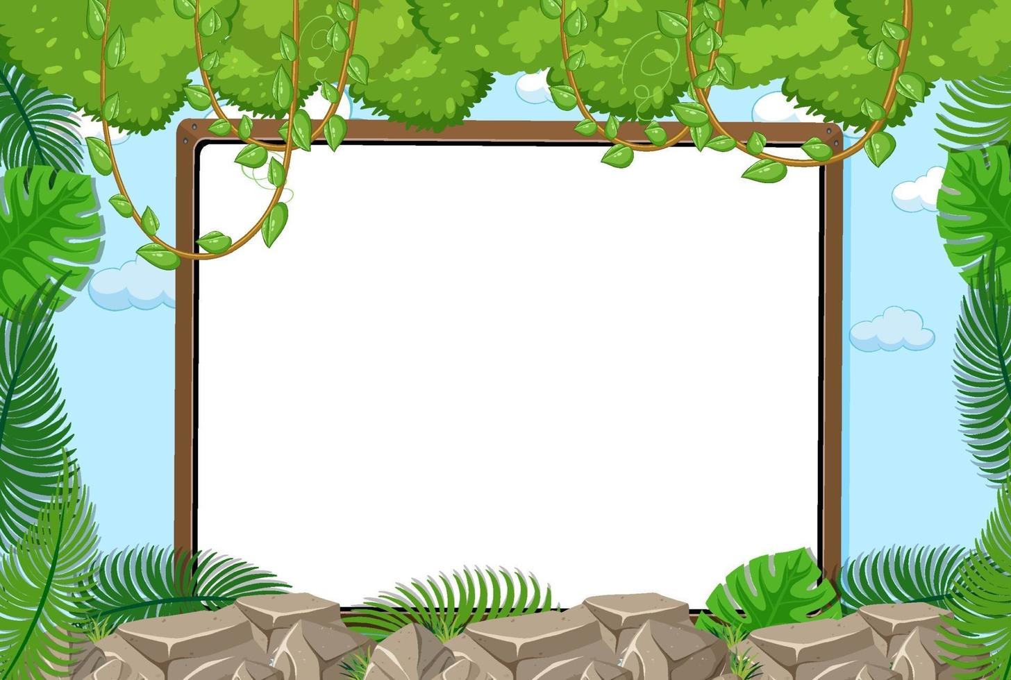 Empty board on sky background with leaves element vector