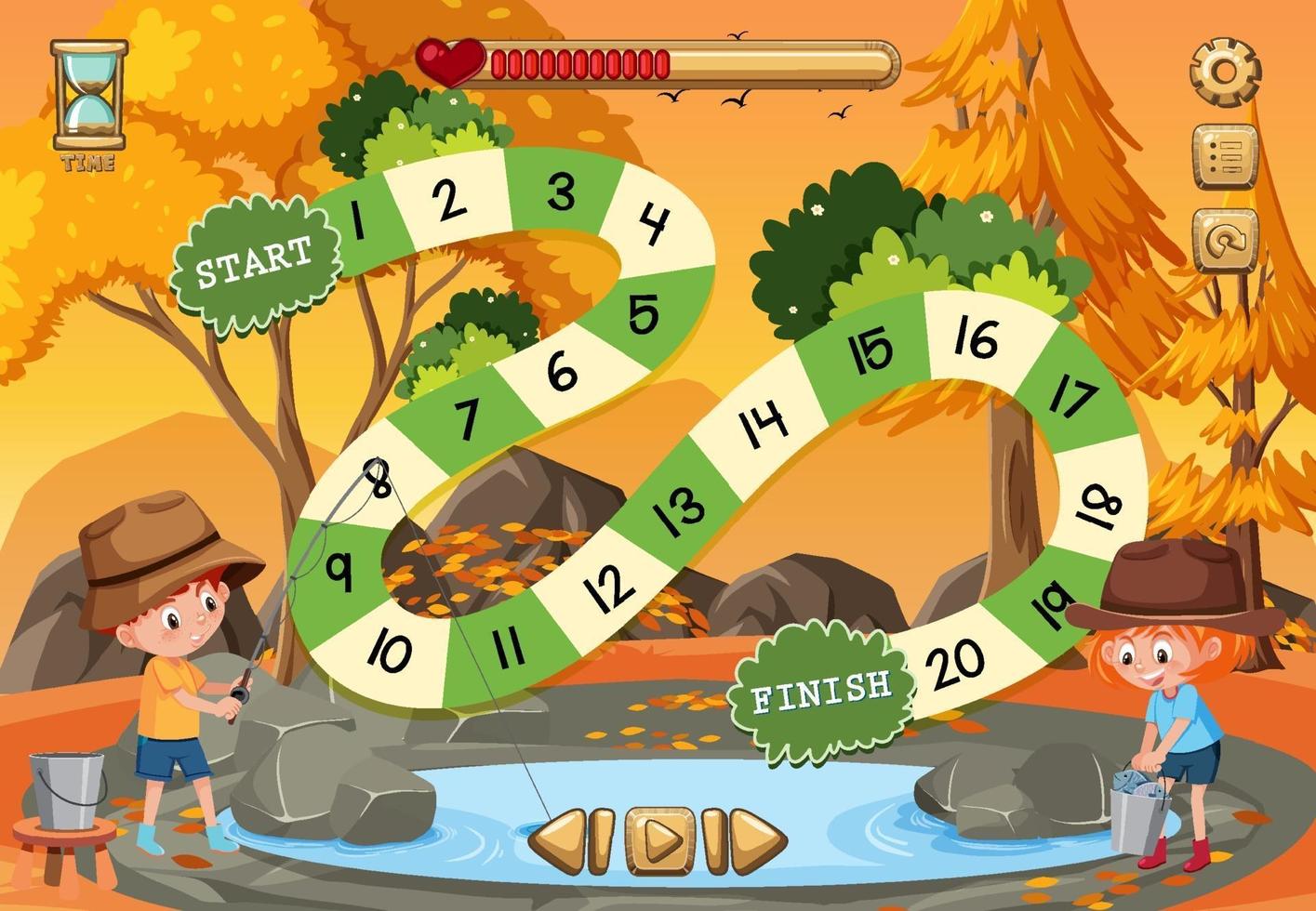 Board Game for kids in camping style template vector