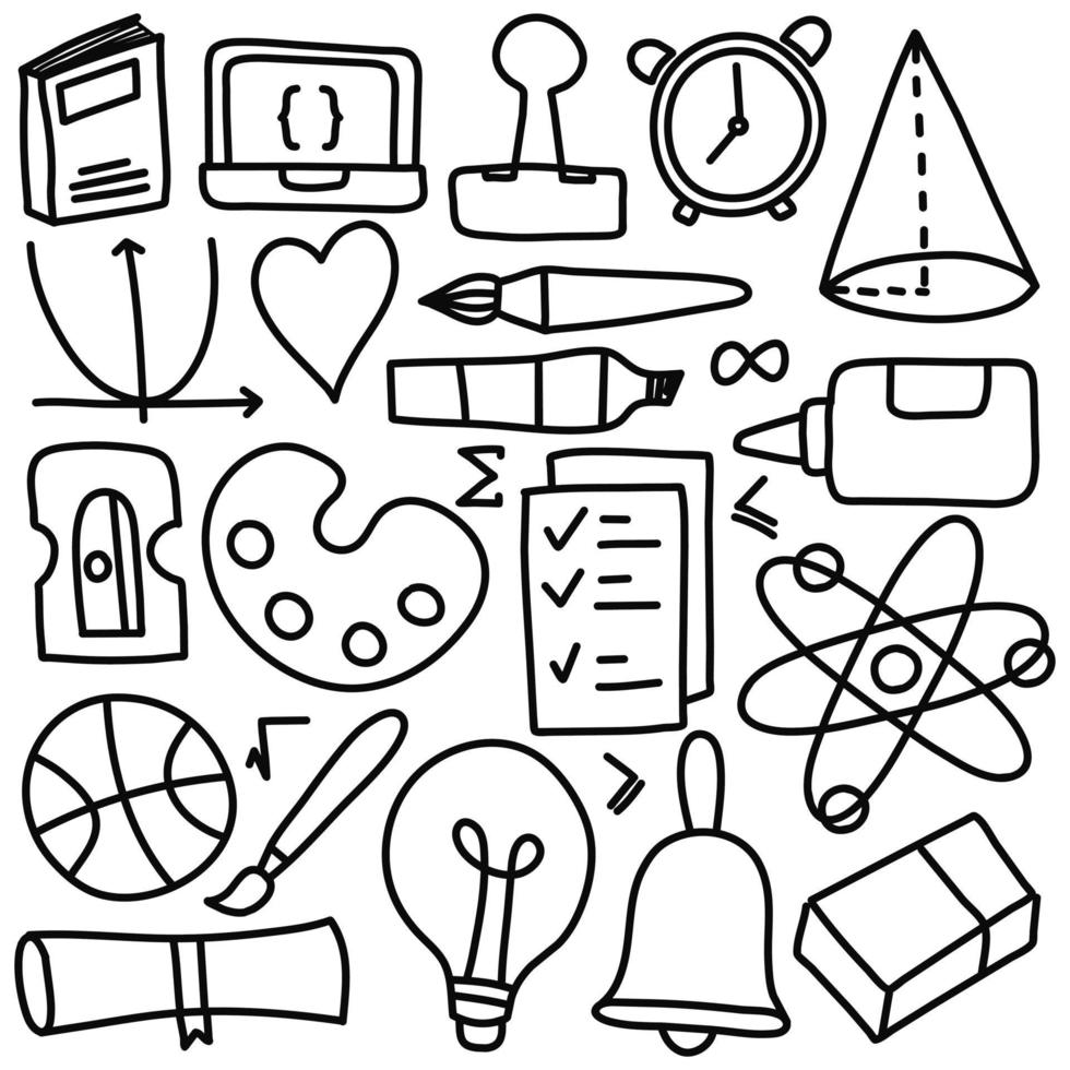 Dibujar a mano conjunto de iconos de educación vector