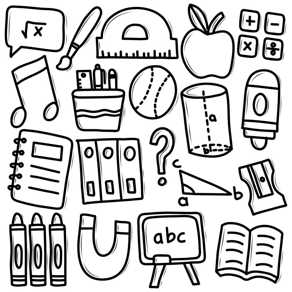 School Supplies Doodle Icon Set vector