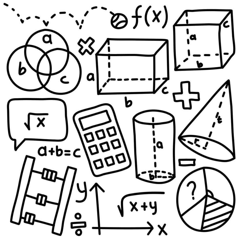 paquete de doodle de dibujo a mano de matemáticas vector