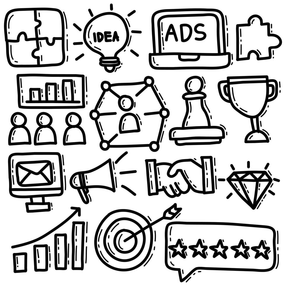 Business Strategy Doodle Illustration Set vector