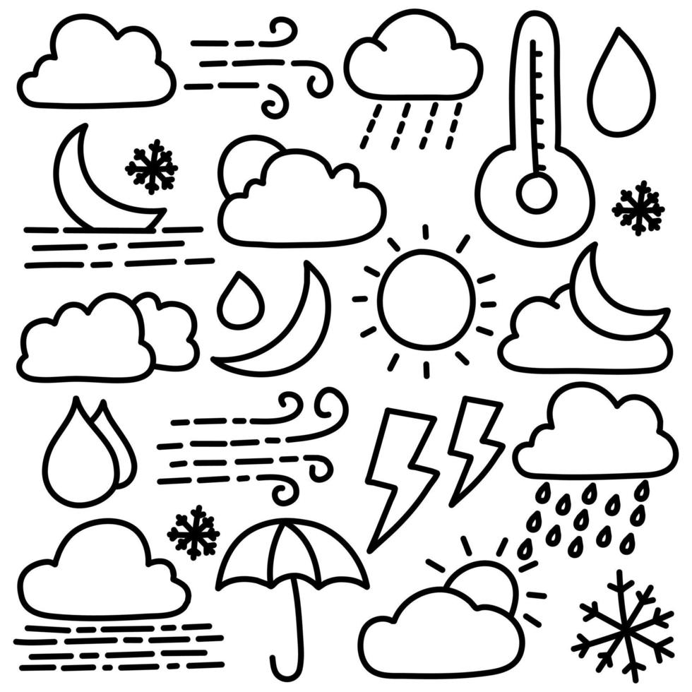 Doodle Set of Weather Icon vector
