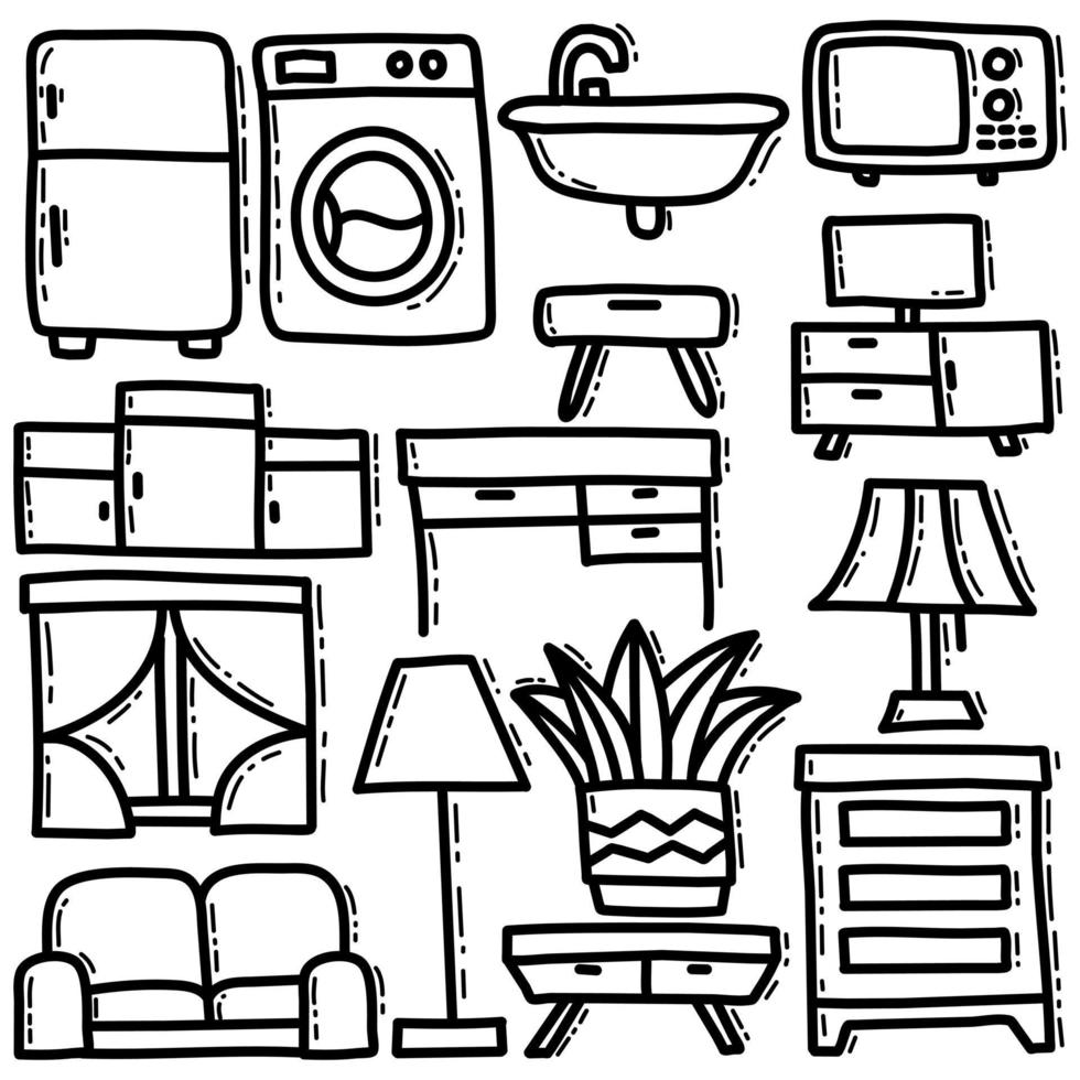 Doodle Set of Household vector