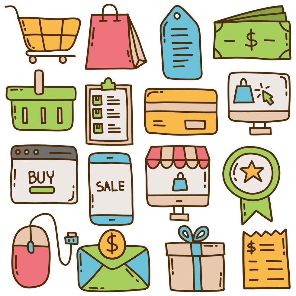 E commerce Doodle Illustration Set vector