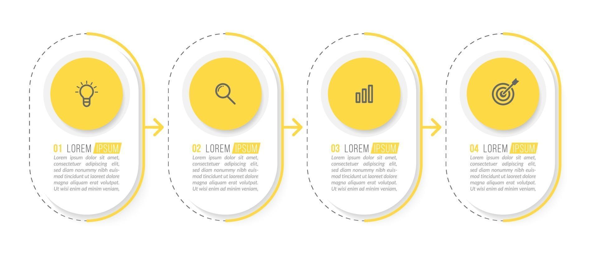 Minimal Infographic Design With Four Icons or Steps vector