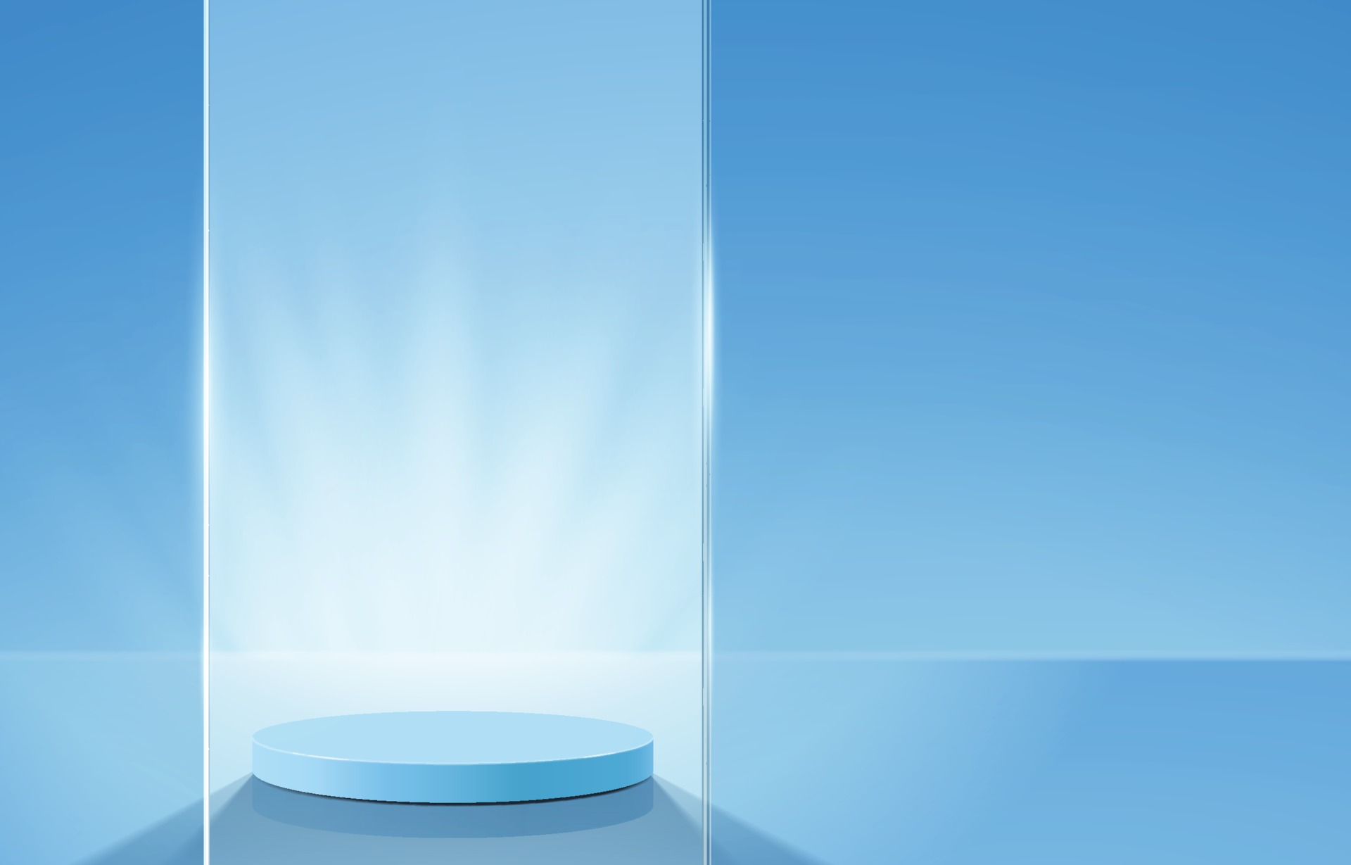 Abstract minimal scene with geometric forms. cylinder podium in blue