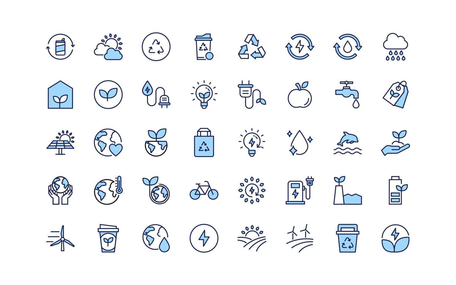 set of eco environment thin line icons, vector