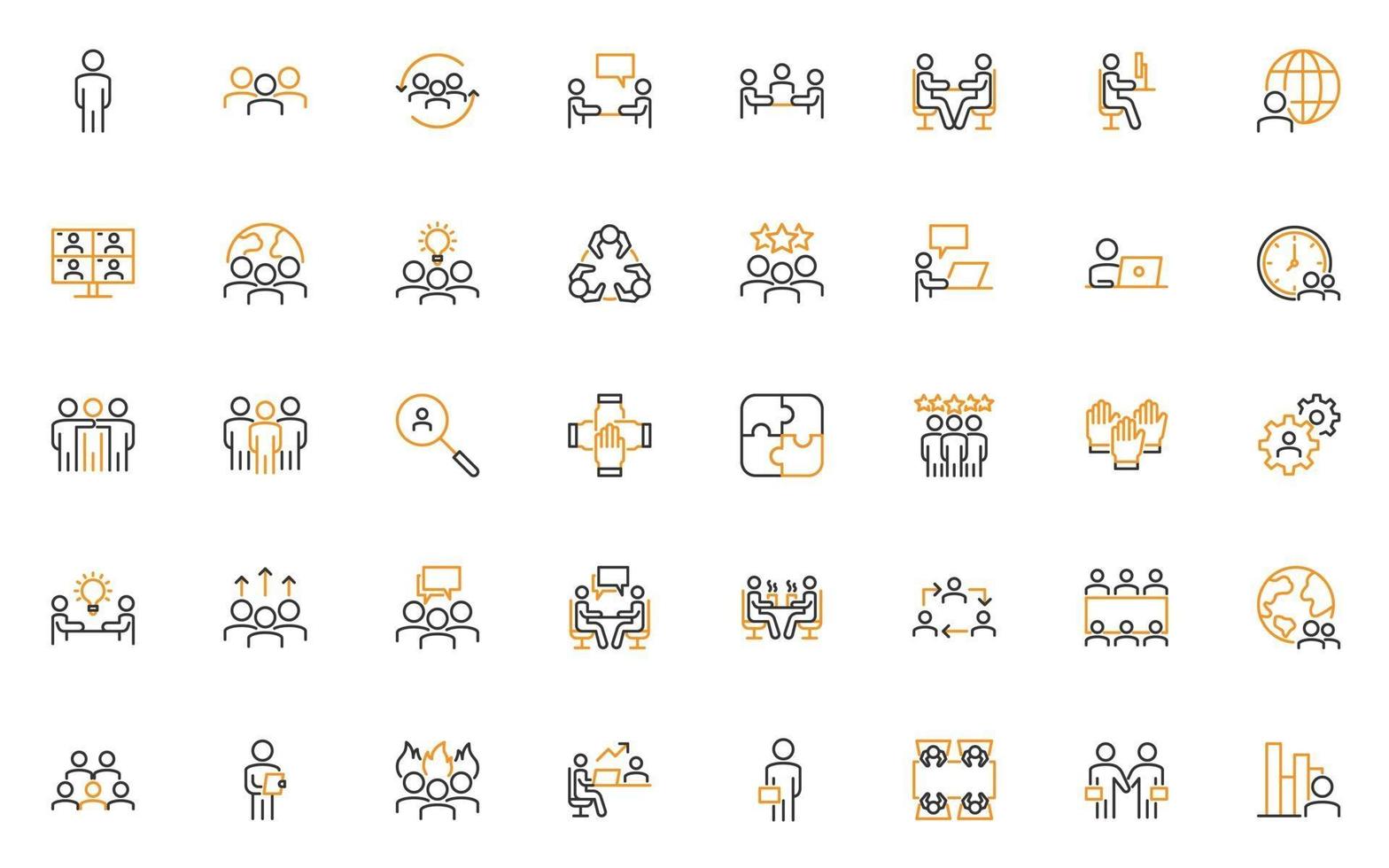 set of business people thin line icons ,hr ,worker, meeting, vector