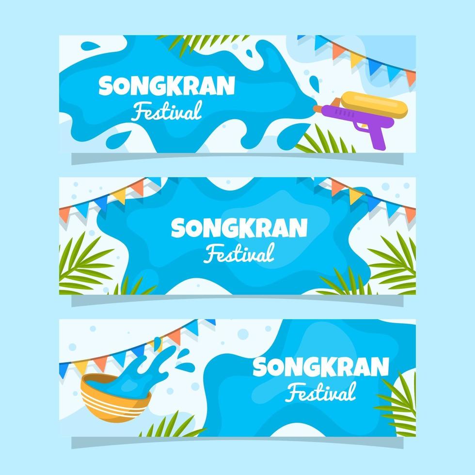 Songkran Festivity Banner Collection vector