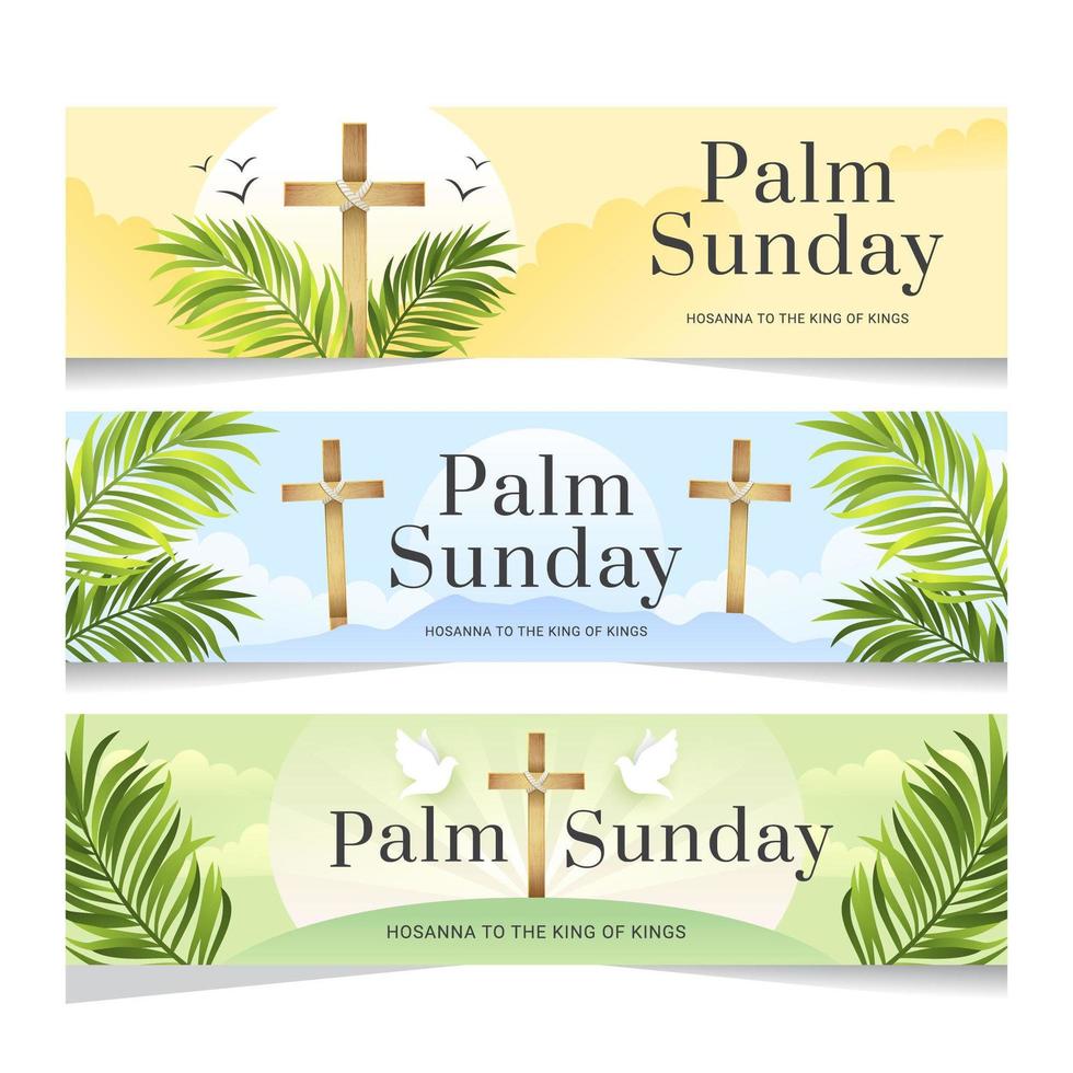 Palm Sunday with Cross Banner vector