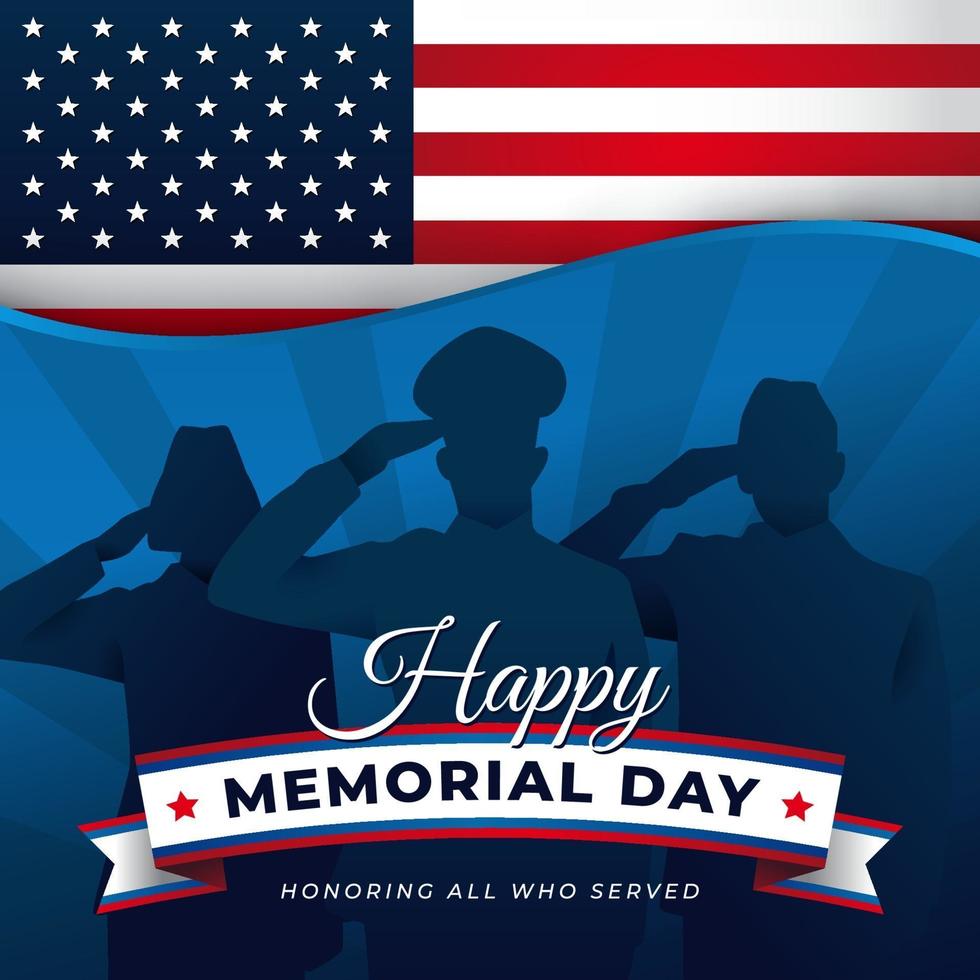 Memorial Day with Soldier Silhouette vector