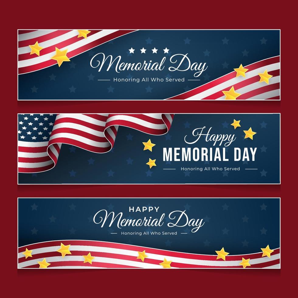 Memorial Day with US Flag Banner vector