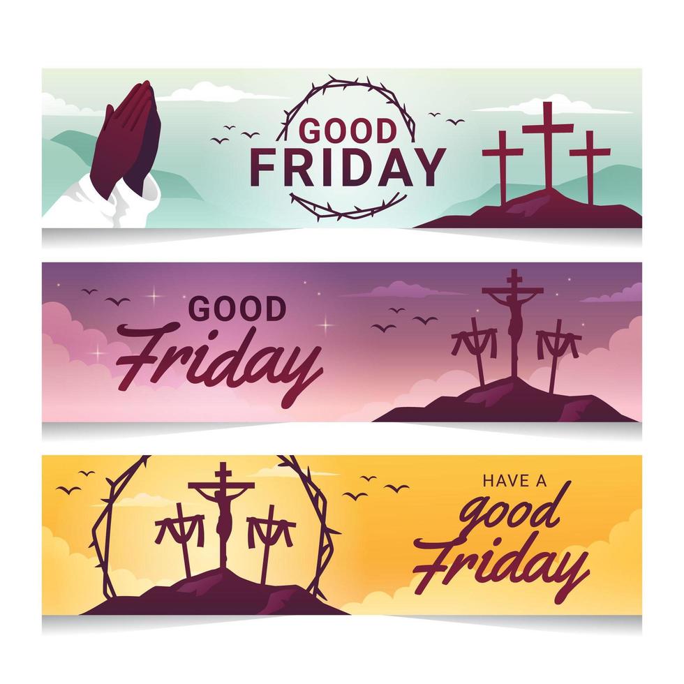 Good Friday Banner with Cross Silhouette vector