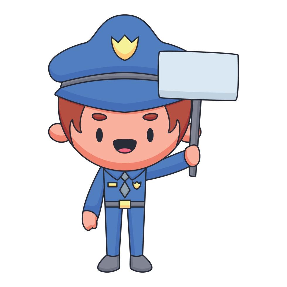 policía, caricatura, garabato, mano, dibujado, concepto, vector, kawaii, ilustración vector