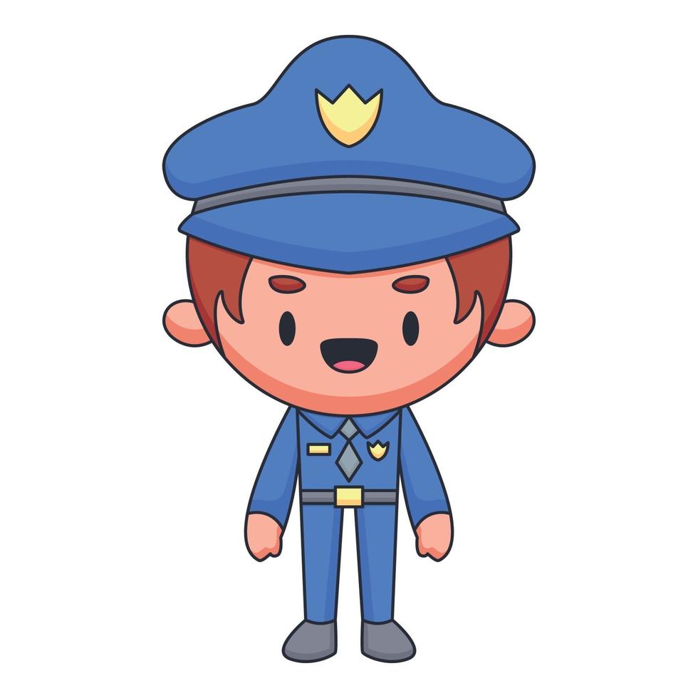 policeman cartoon doodle hand drawn concept vector kawaii illustration