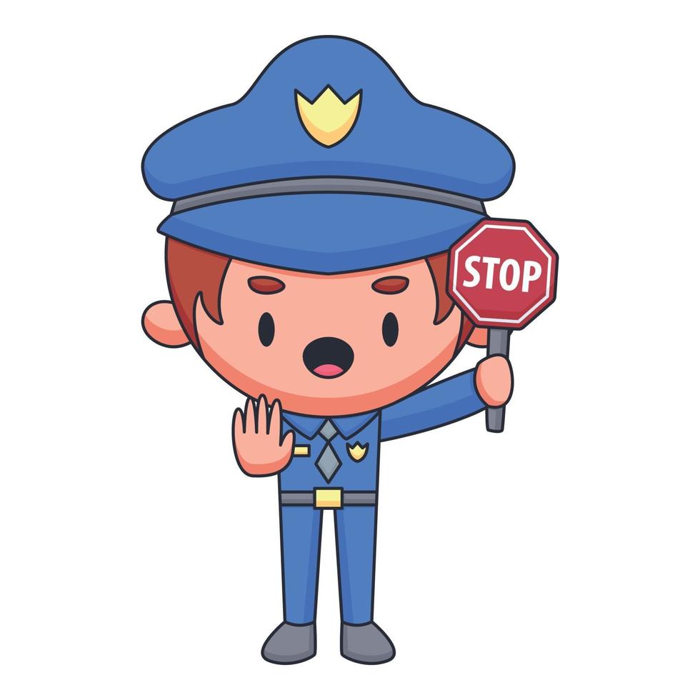 policía, caricatura, garabato, mano, dibujado, concepto, vector, kawaii, ilustración vector