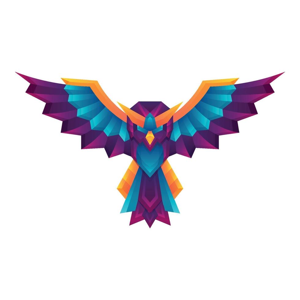 Creative colorful gradient owl vector art logo concept design template