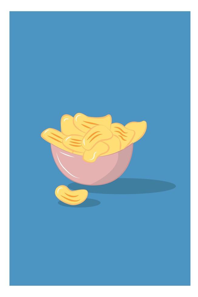 Cassava chips in a bowl container vector