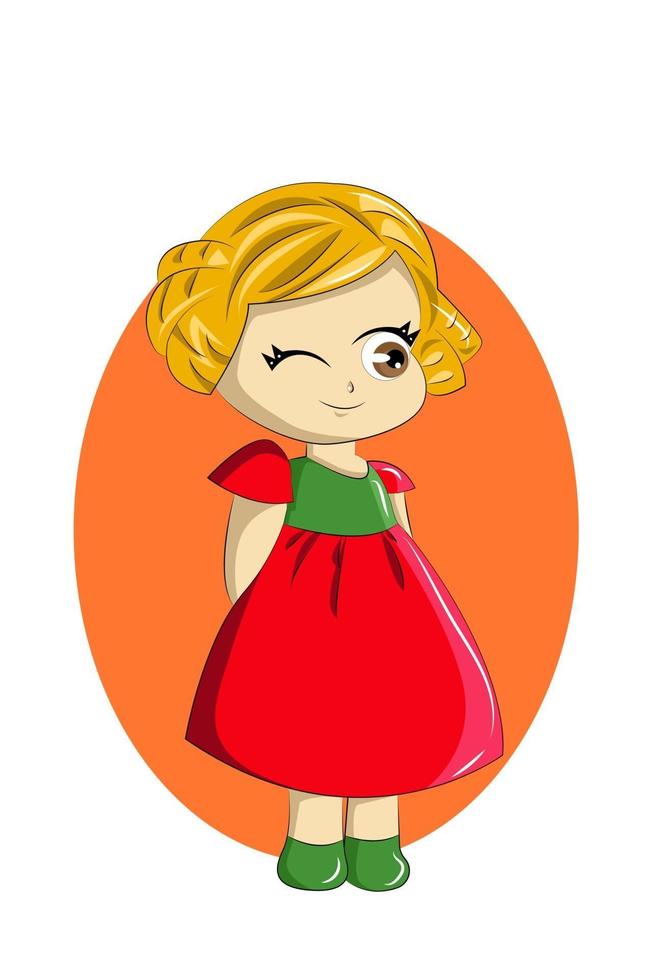 Little girl with blouse dress Christmas vector