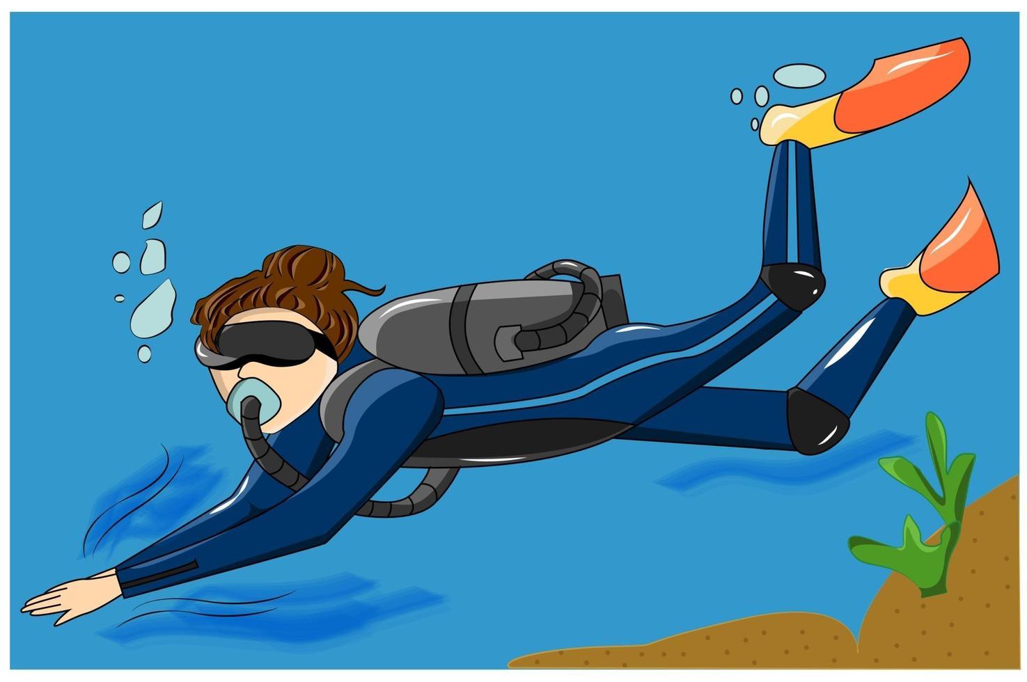 Design character diver illustration vector