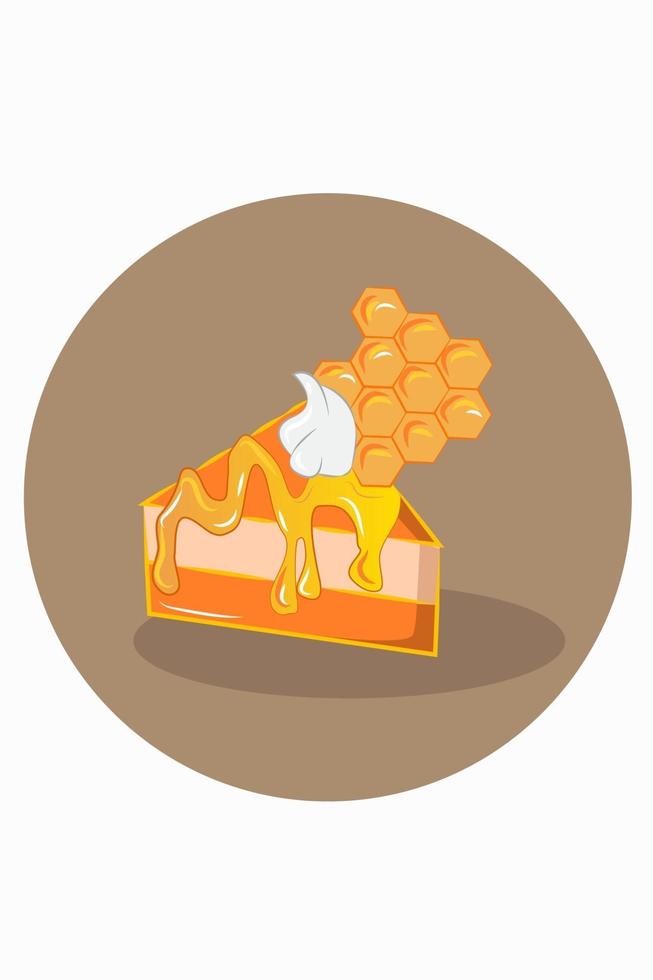 Honey cake slice vector illustration