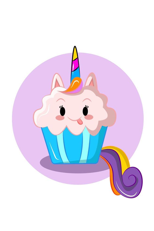 Beauty unicorn cake vector illustration