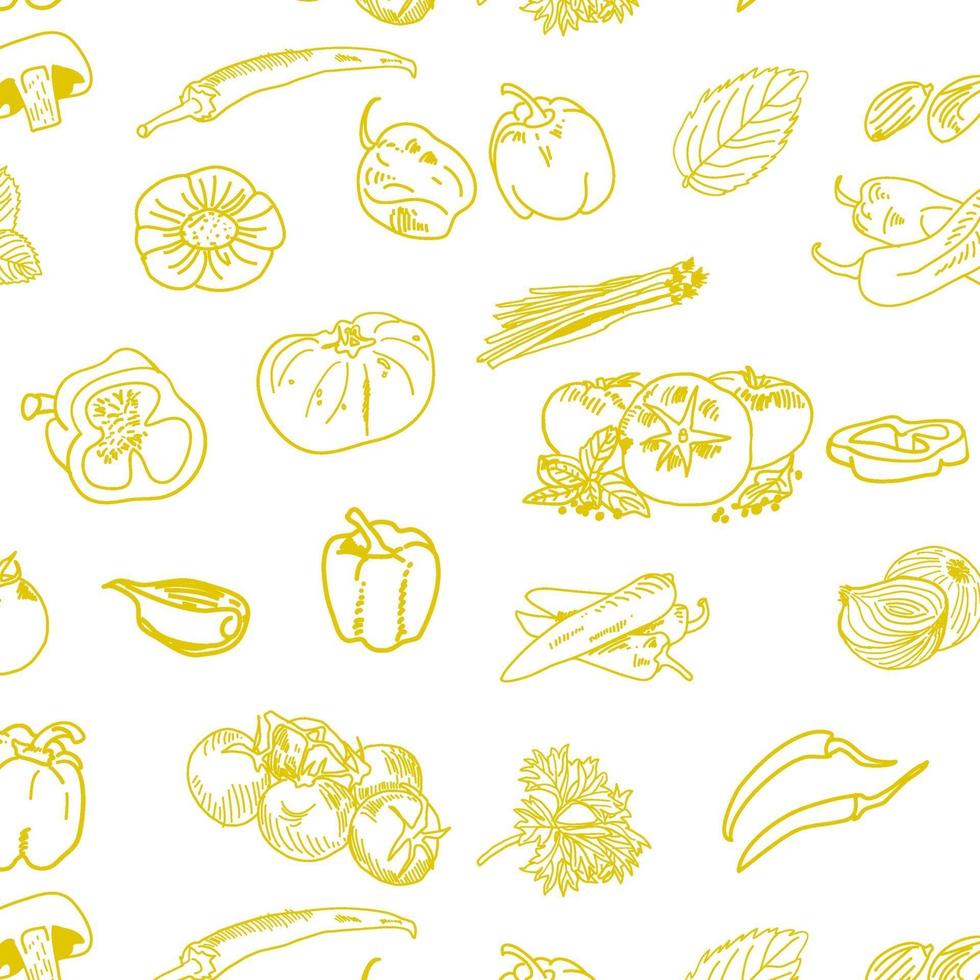 Hand drawn vegetables seamless pattern. Free Vector. vector