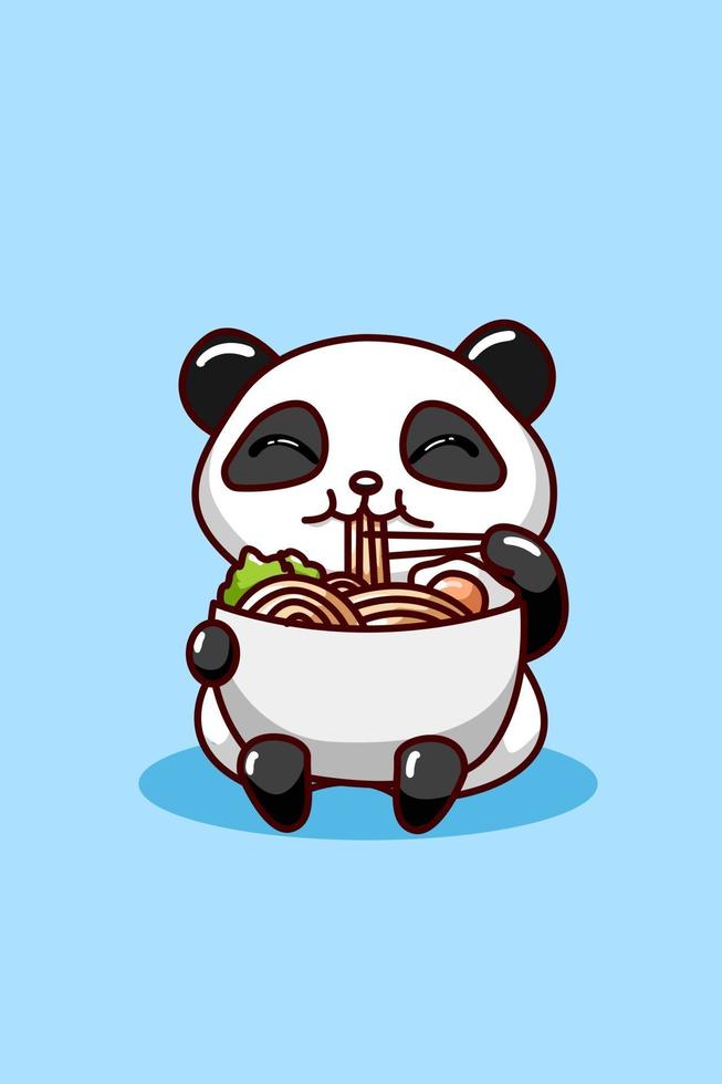 Ilustración de panda comiendo bolas de masa hervida vector