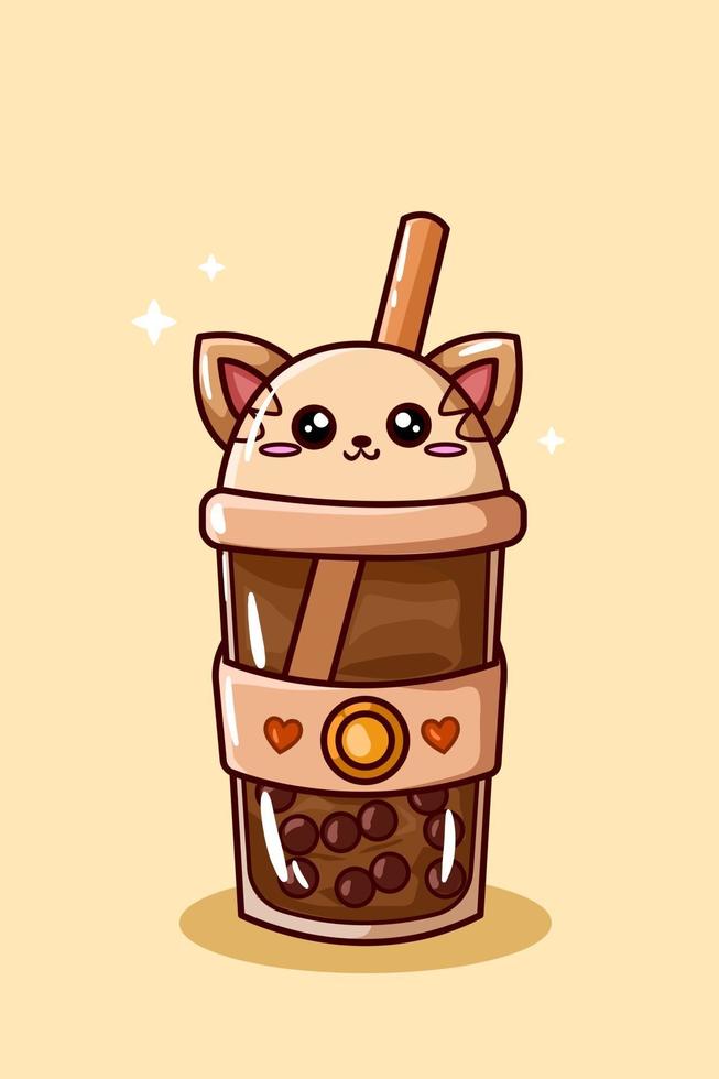 Illustration of a cat-shaped soft drink vector