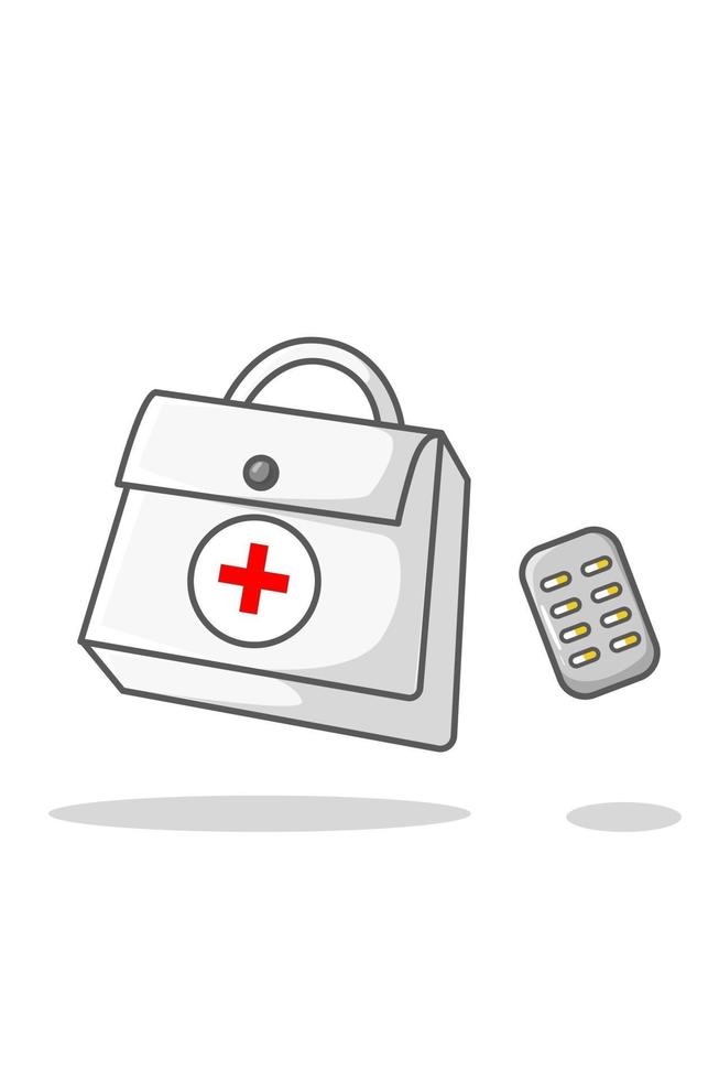 First aid kit and medicine illustration vector