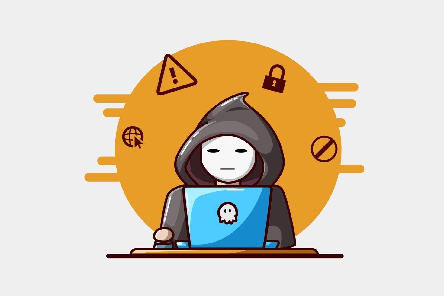 Illustration of a hacker hand drawing vector