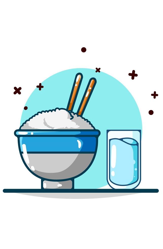 Rice and mineral water hand drawing vector