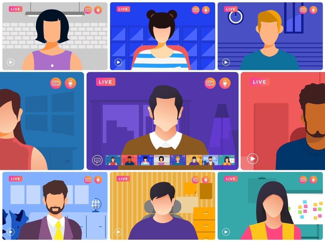 Team Doing Online Video Conference vector