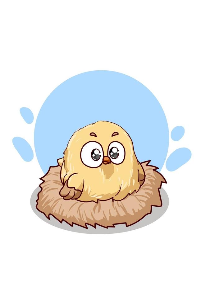 un lindo bebé pequeño pájaro amarillo ilustración vector