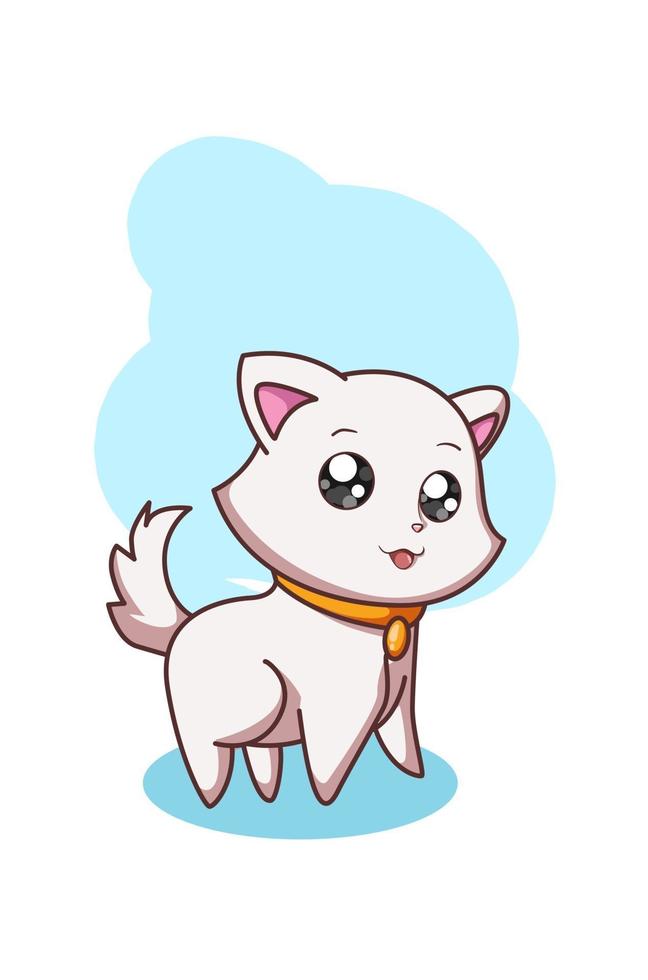 pequeño y hermoso gato sobre fondo azul blanco vector