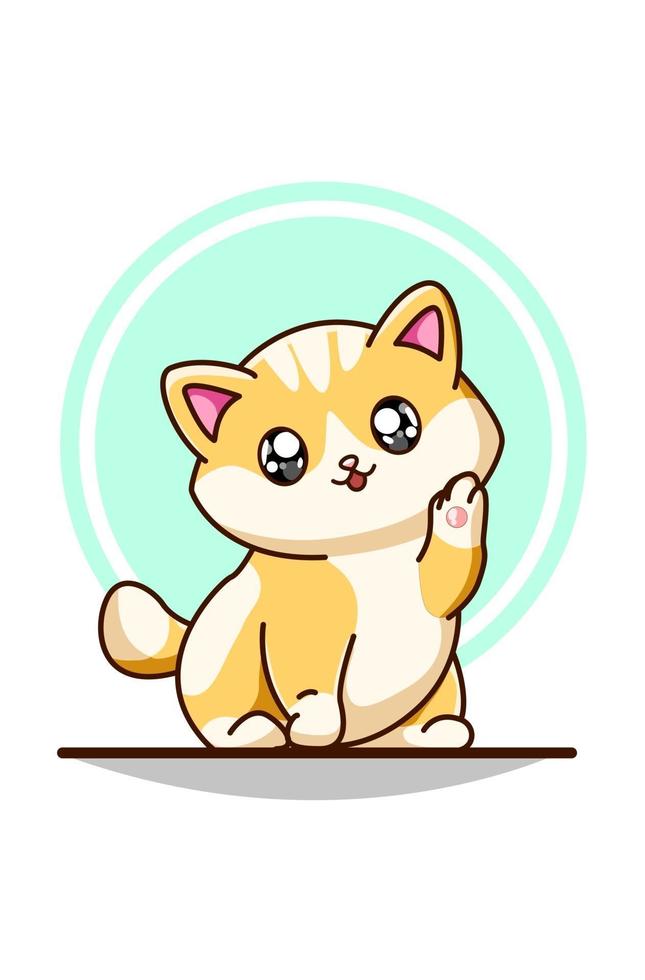 Cute yellow white baby cat illustration vector