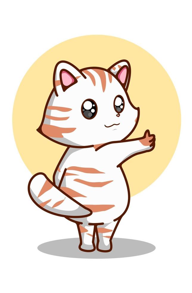 A cute striped cat giving thumbs up vector