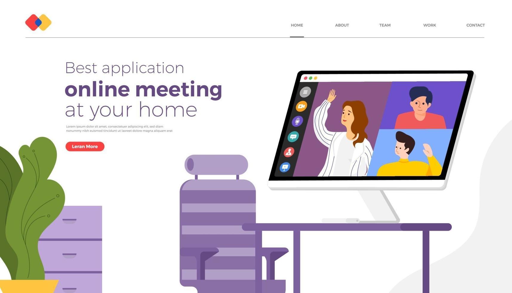 Team Doing Online Video Conference vector