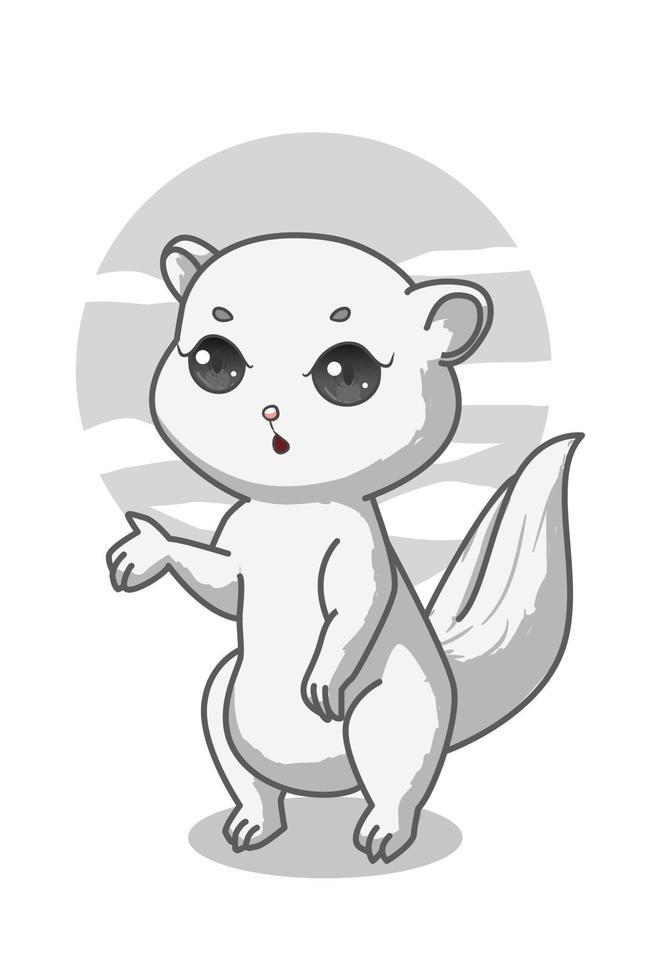 Cute white weasel illustration vector