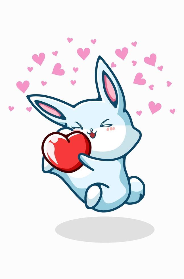 A rabbit overwritten by a love hand drawing vector