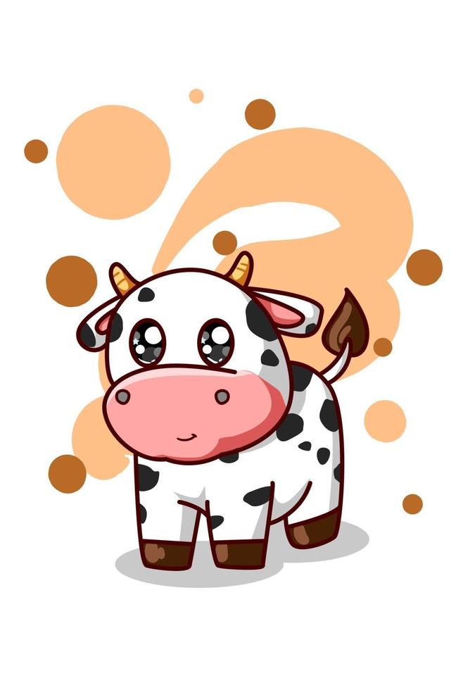 una pequeña ilustración linda vaca bebé vector