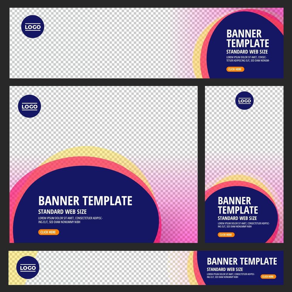 Set of standard web banners with colorful abstract geometric designs vector